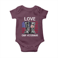 Love Our Veterans Baby Onesie American Flag Military Supportive Veterans Day - Wonder Print Shop