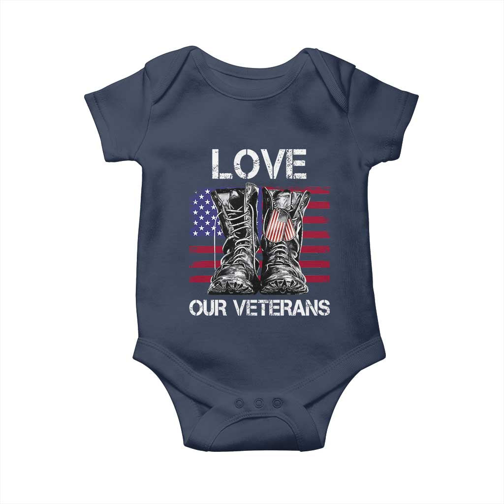 Love Our Veterans Baby Onesie American Flag Military Supportive Veterans Day - Wonder Print Shop