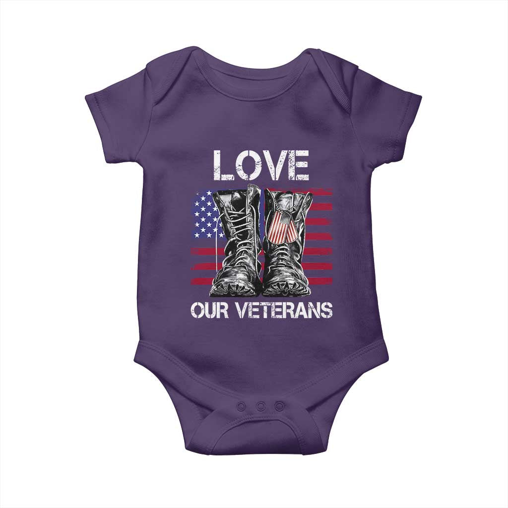 Love Our Veterans Baby Onesie American Flag Military Supportive Veterans Day - Wonder Print Shop