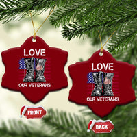 Love Our Veterans Ceramic Ornament American Flag Military Supportive Veterans Day - Wonder Print Shop
