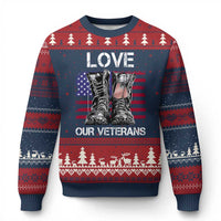 Love Our Veterans Ugly Christmas Sweater American Flag Military Supportive Veterans Day - Wonder Print Shop