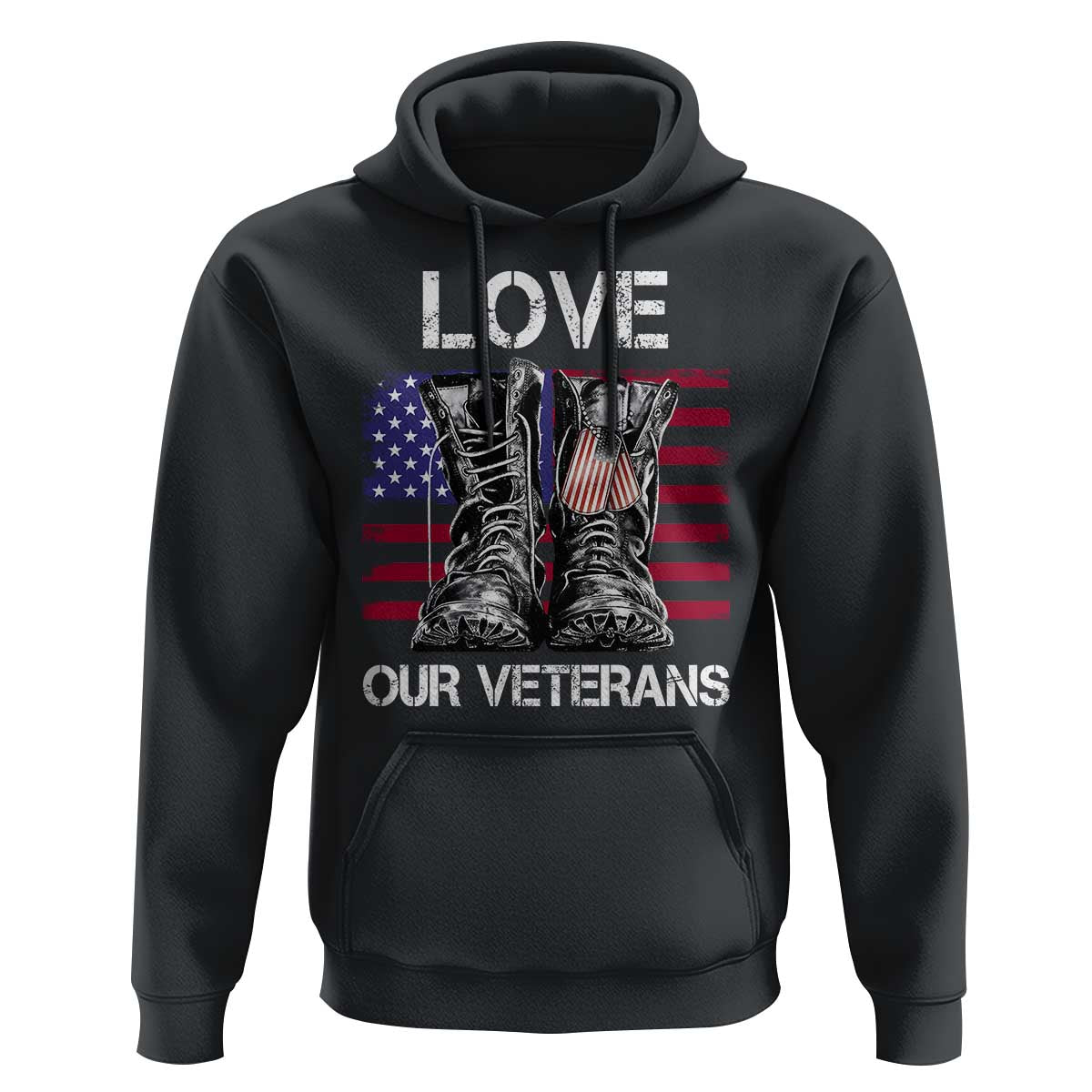 Love Our Veterans Hoodie American Flag Military Supportive Veterans Day - Wonder Print Shop