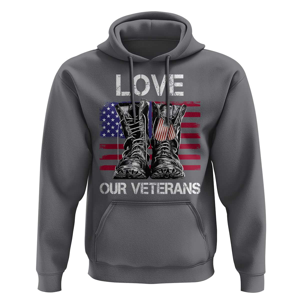 Love Our Veterans Hoodie American Flag Military Supportive Veterans Day - Wonder Print Shop