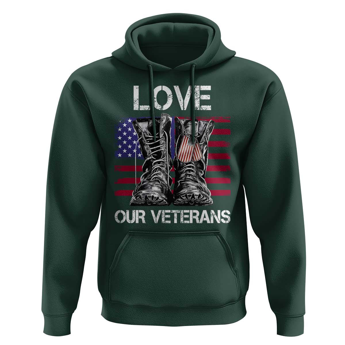 Love Our Veterans Hoodie American Flag Military Supportive Veterans Day - Wonder Print Shop