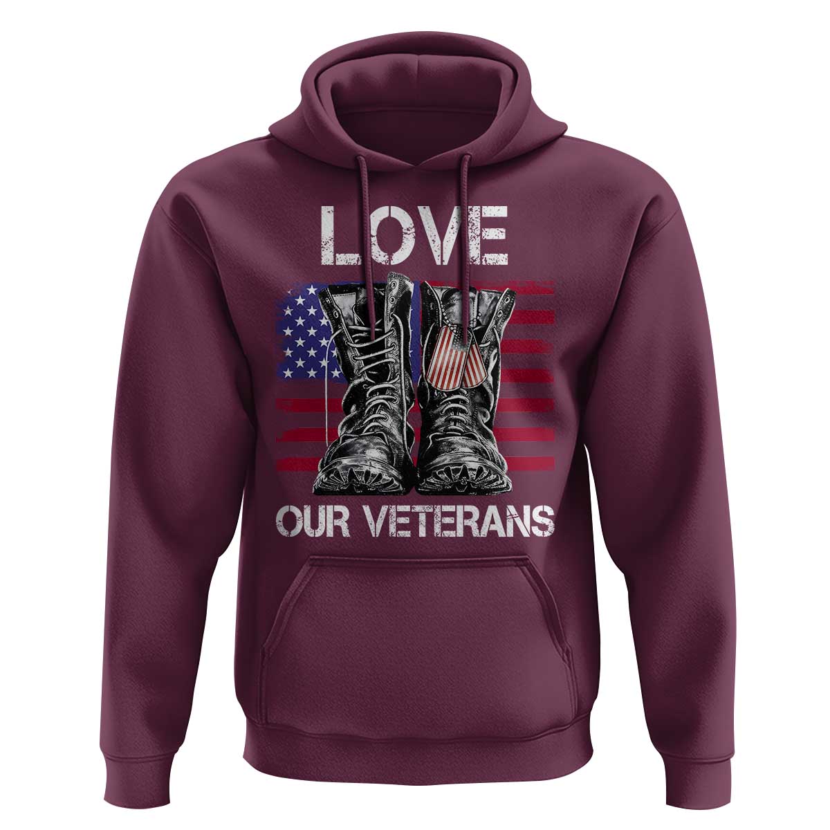 Love Our Veterans Hoodie American Flag Military Supportive Veterans Day - Wonder Print Shop