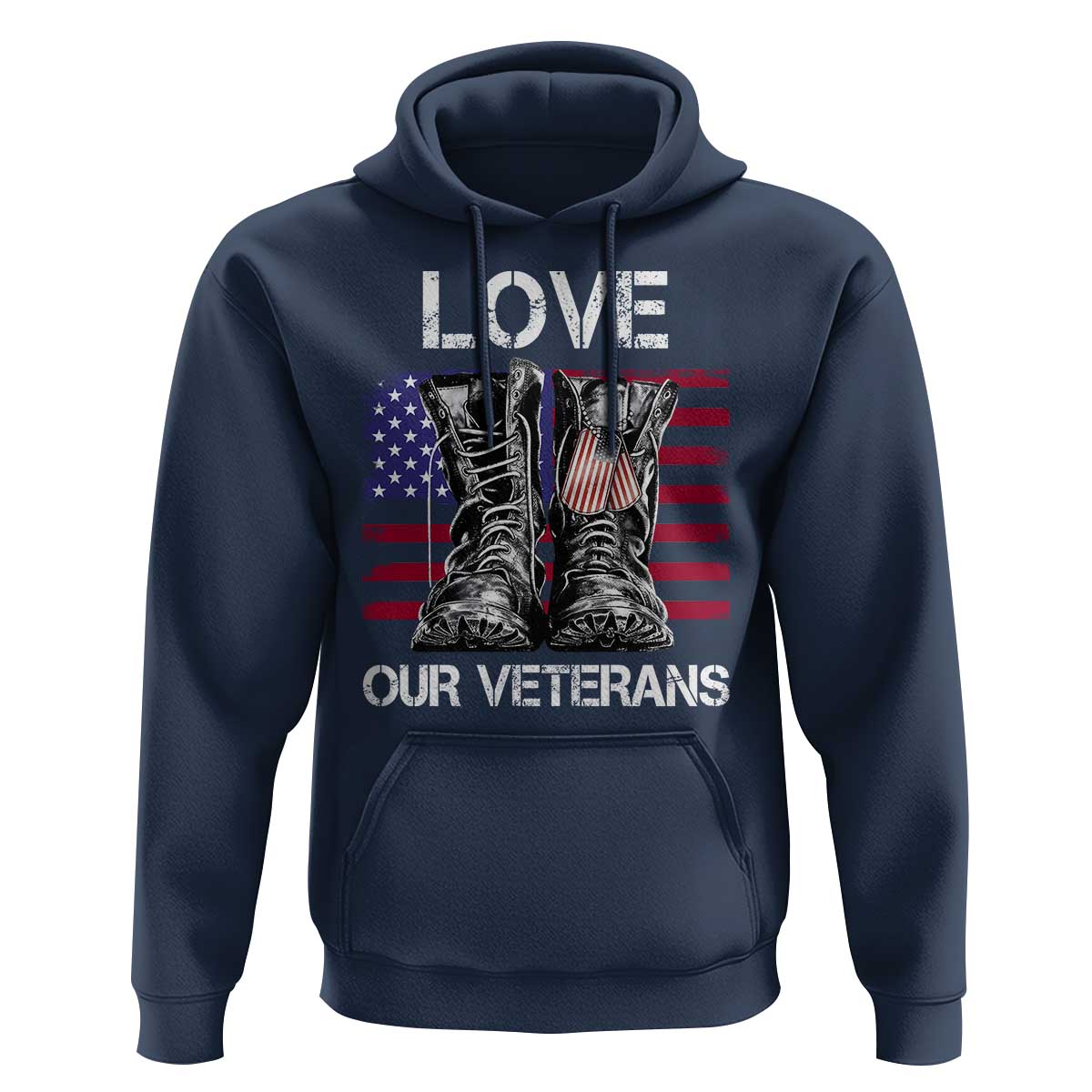 Love Our Veterans Hoodie American Flag Military Supportive Veterans Day - Wonder Print Shop