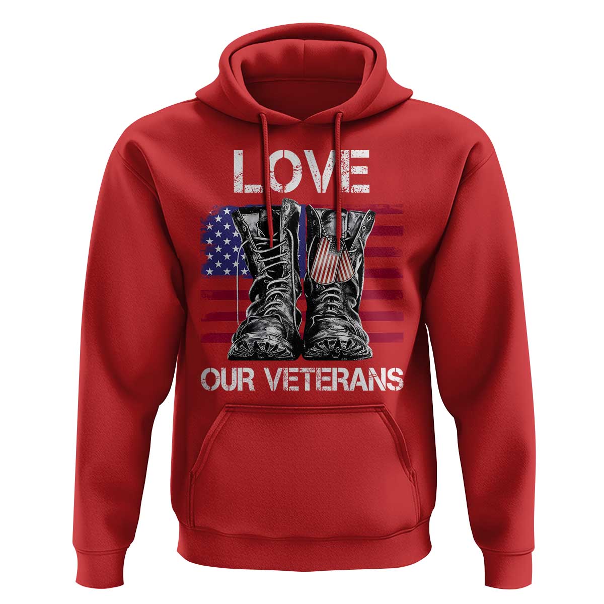Love Our Veterans Hoodie American Flag Military Supportive Veterans Day - Wonder Print Shop