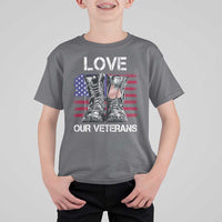Love Our Veterans T Shirt For Kid American Flag Military Supportive Veterans Day - Wonder Print Shop