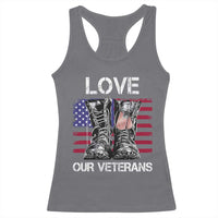 Love Our Veterans Racerback Tank Top American Flag Military Supportive Veterans Day - Wonder Print Shop