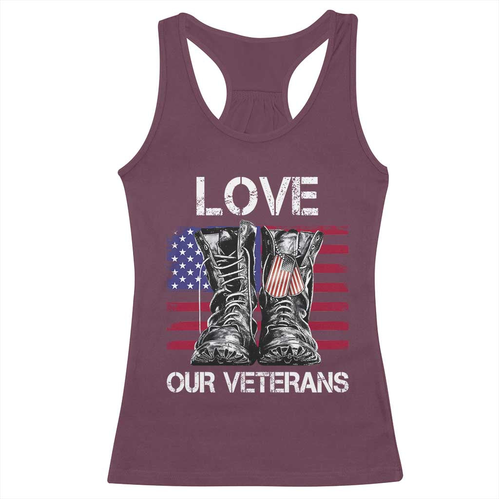 Love Our Veterans Racerback Tank Top American Flag Military Supportive Veterans Day - Wonder Print Shop