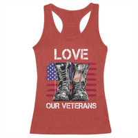 Love Our Veterans Racerback Tank Top American Flag Military Supportive Veterans Day - Wonder Print Shop