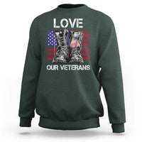 Love Our Veterans Sweatshirt American Flag Military Supportive Veterans Day - Wonder Print Shop