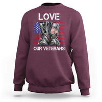 Love Our Veterans Sweatshirt American Flag Military Supportive Veterans Day - Wonder Print Shop
