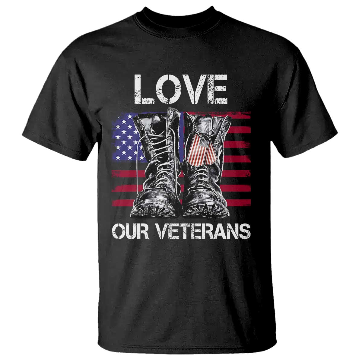 Love Our Veterans T Shirt American Flag Military Supportive Veterans Day - Wonder Print Shop