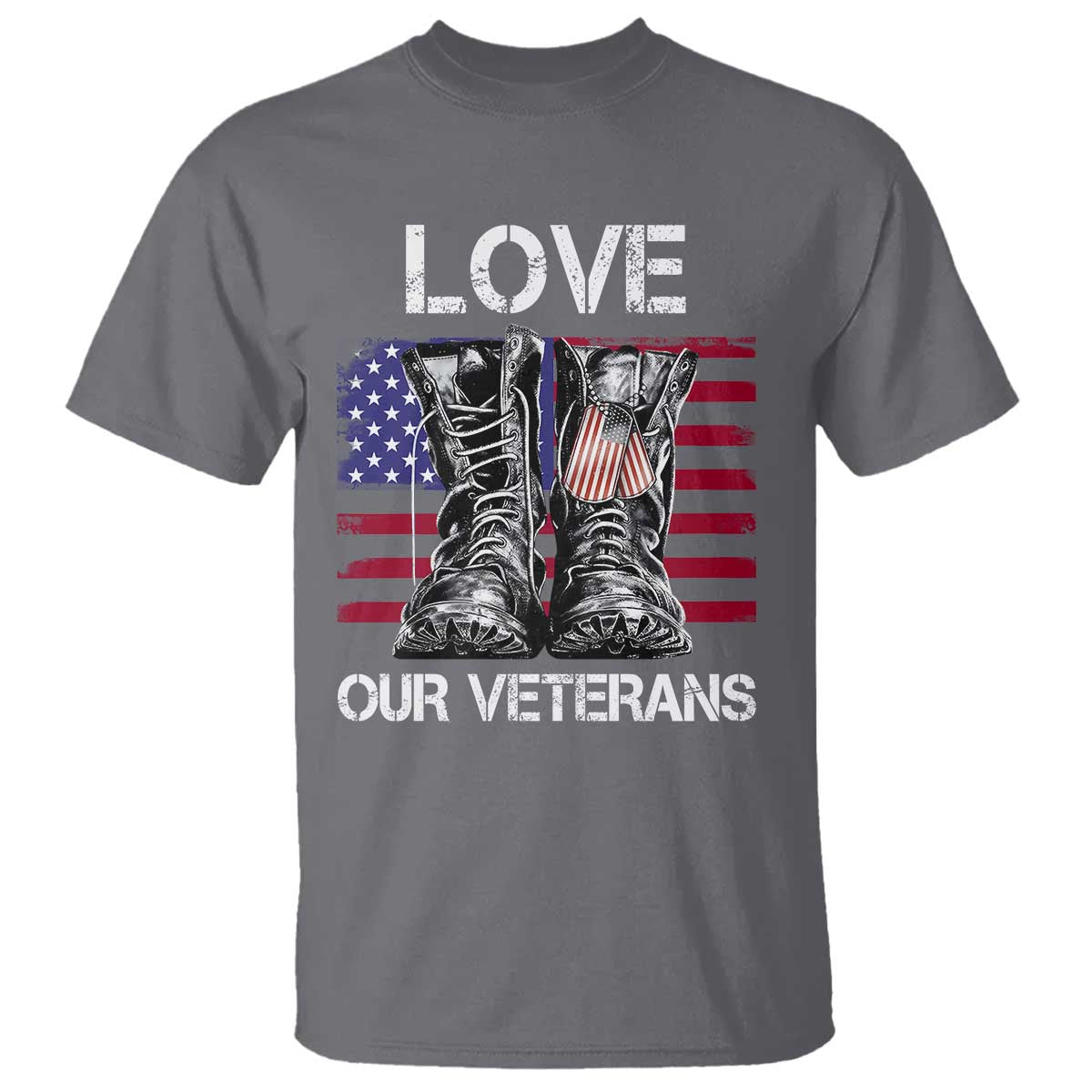 Love Our Veterans T Shirt American Flag Military Supportive Veterans Day - Wonder Print Shop