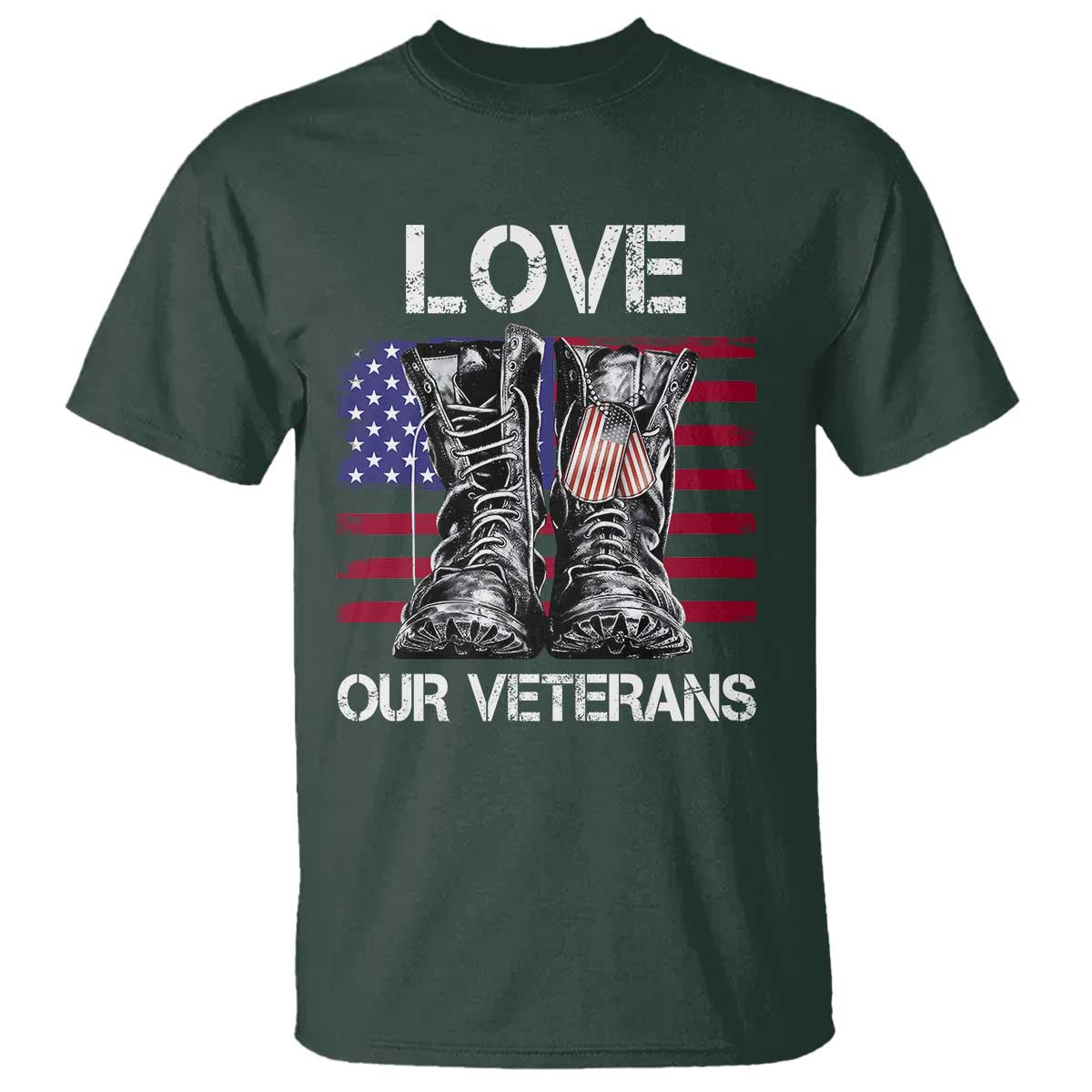 Love Our Veterans T Shirt American Flag Military Supportive Veterans Day - Wonder Print Shop