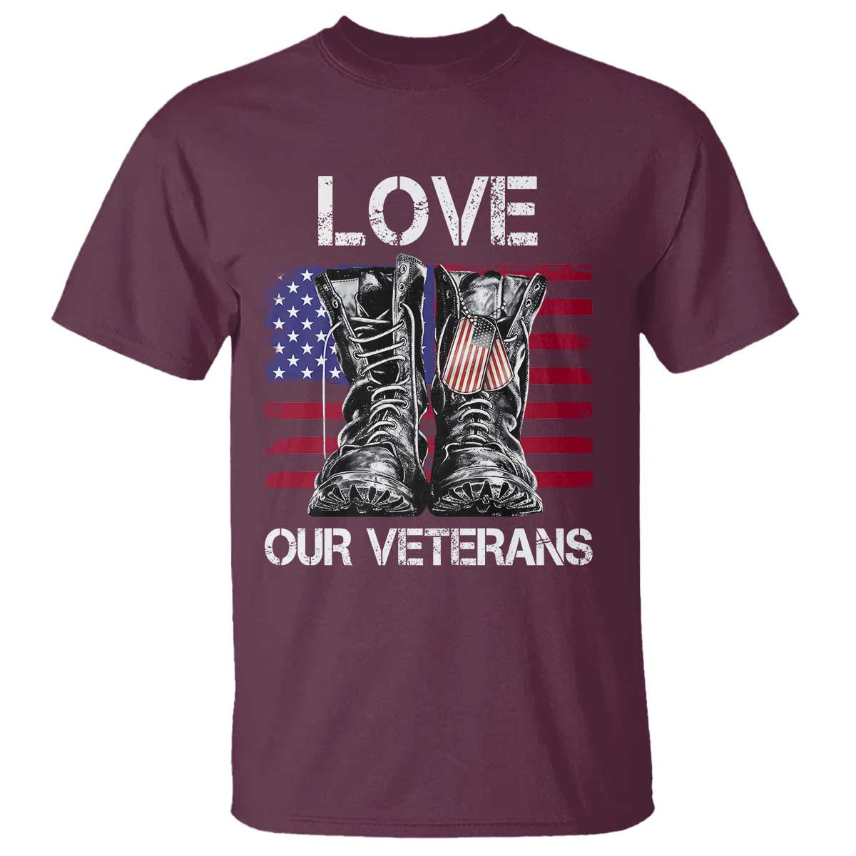 Love Our Veterans T Shirt American Flag Military Supportive Veterans Day - Wonder Print Shop