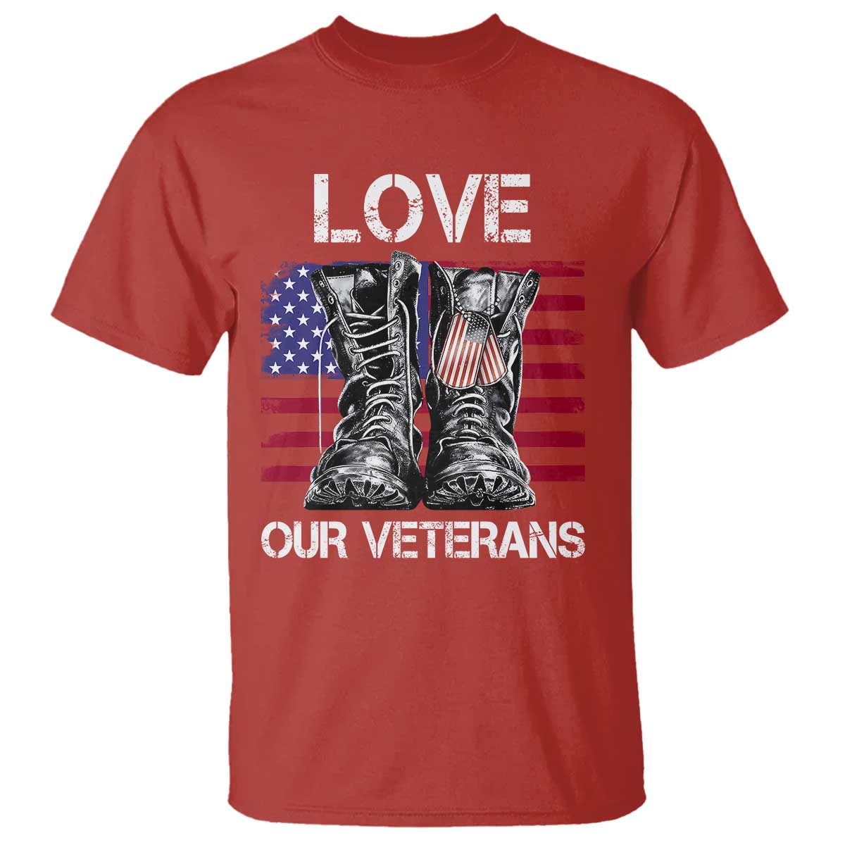 Love Our Veterans T Shirt American Flag Military Supportive Veterans Day - Wonder Print Shop