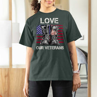 Love Our Veterans T Shirt For Women American Flag Military Supportive Veterans Day - Wonder Print Shop