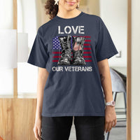 Love Our Veterans T Shirt For Women American Flag Military Supportive Veterans Day - Wonder Print Shop