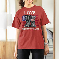 Love Our Veterans T Shirt For Women American Flag Military Supportive Veterans Day - Wonder Print Shop