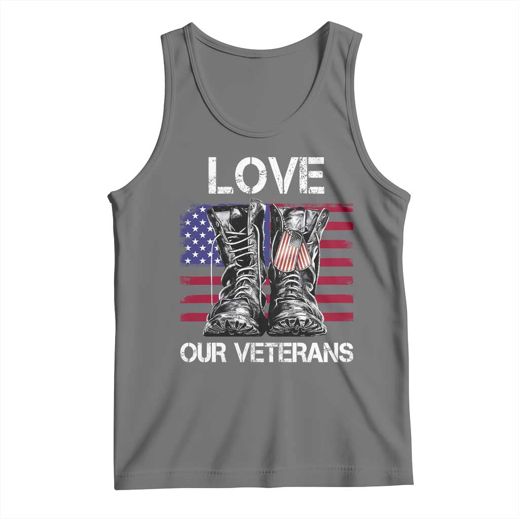 Love Our Veterans Tank Top American Flag Military Supportive Veterans Day - Wonder Print Shop
