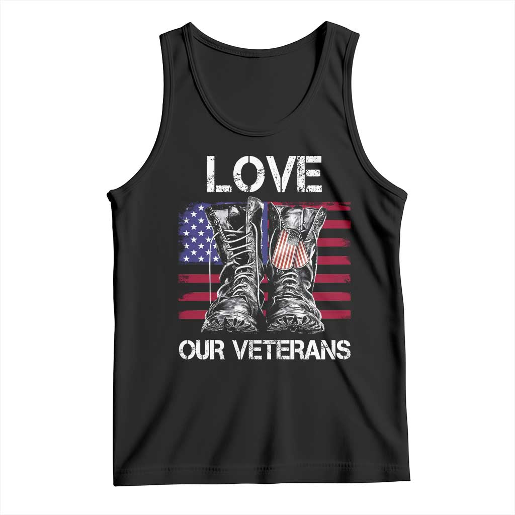 Love Our Veterans Tank Top American Flag Military Supportive Veterans Day - Wonder Print Shop