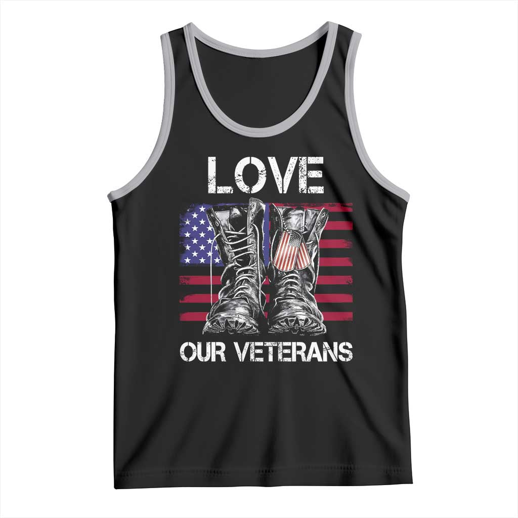 Love Our Veterans Tank Top American Flag Military Supportive Veterans Day - Wonder Print Shop
