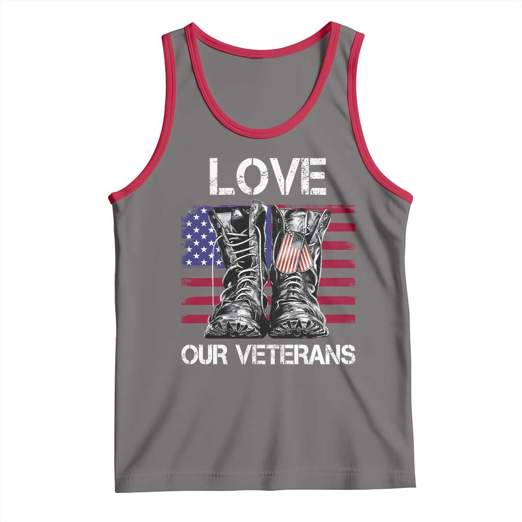 Love Our Veterans Tank Top American Flag Military Supportive Veterans Day - Wonder Print Shop