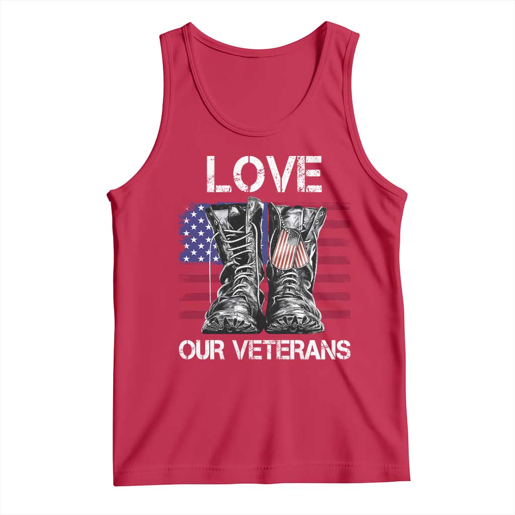 Love Our Veterans Tank Top American Flag Military Supportive Veterans Day - Wonder Print Shop
