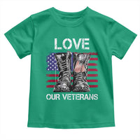 Love Our Veterans Toddler T Shirt American Flag Military Supportive Veterans Day - Wonder Print Shop