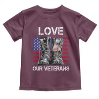 Love Our Veterans Toddler T Shirt American Flag Military Supportive Veterans Day - Wonder Print Shop