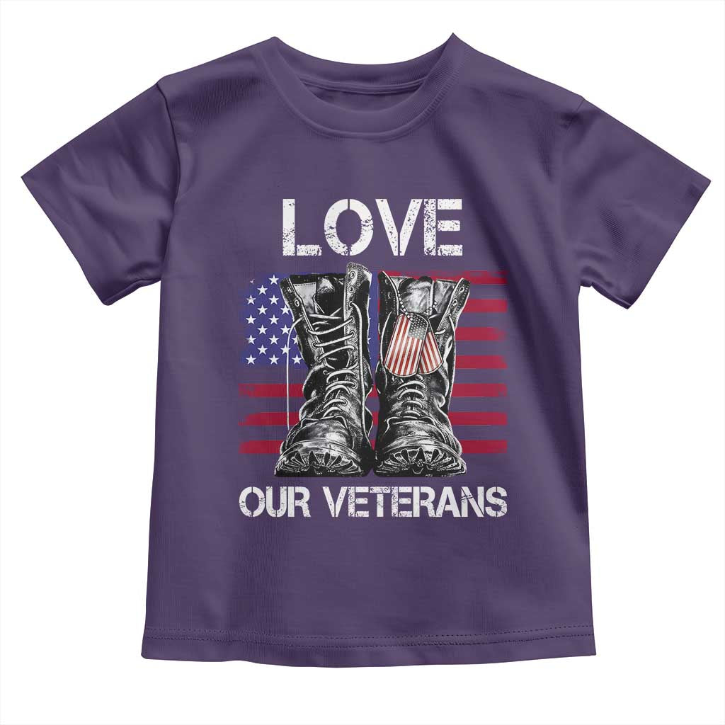 Love Our Veterans Toddler T Shirt American Flag Military Supportive Veterans Day - Wonder Print Shop