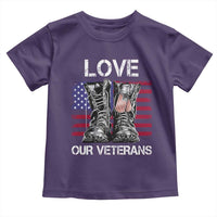 Love Our Veterans Toddler T Shirt American Flag Military Supportive Veterans Day - Wonder Print Shop