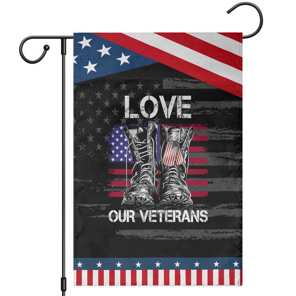 Love Our Veterans Garden Flag American Flag Military Supportive Veterans Day