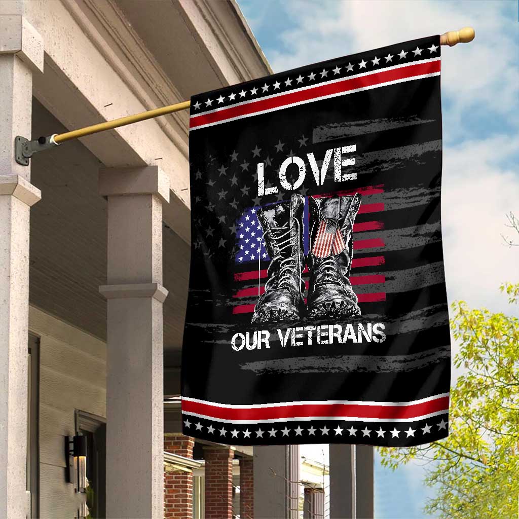 Love Our Veterans Garden Flag American Flag Military Supportive Veterans Day