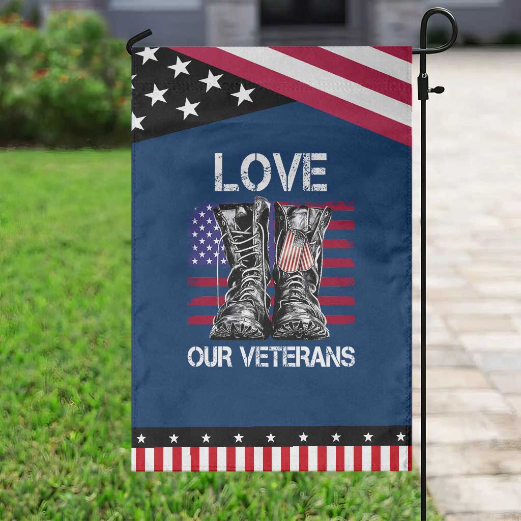 Love Our Veterans Garden Flag American Flag Military Supportive Veterans Day