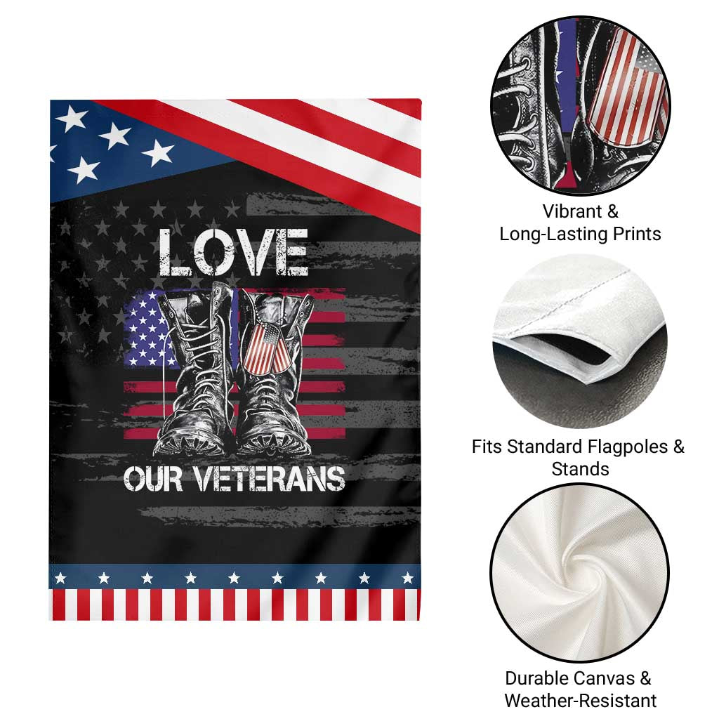 Love Our Veterans Garden Flag American Flag Military Supportive Veterans Day