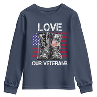Love Our Veterans Youth Sweatshirt American Flag Military Supportive Veterans Day - Wonder Print Shop