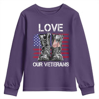 Love Our Veterans Youth Sweatshirt American Flag Military Supportive Veterans Day - Wonder Print Shop