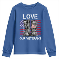 Love Our Veterans Youth Sweatshirt American Flag Military Supportive Veterans Day - Wonder Print Shop