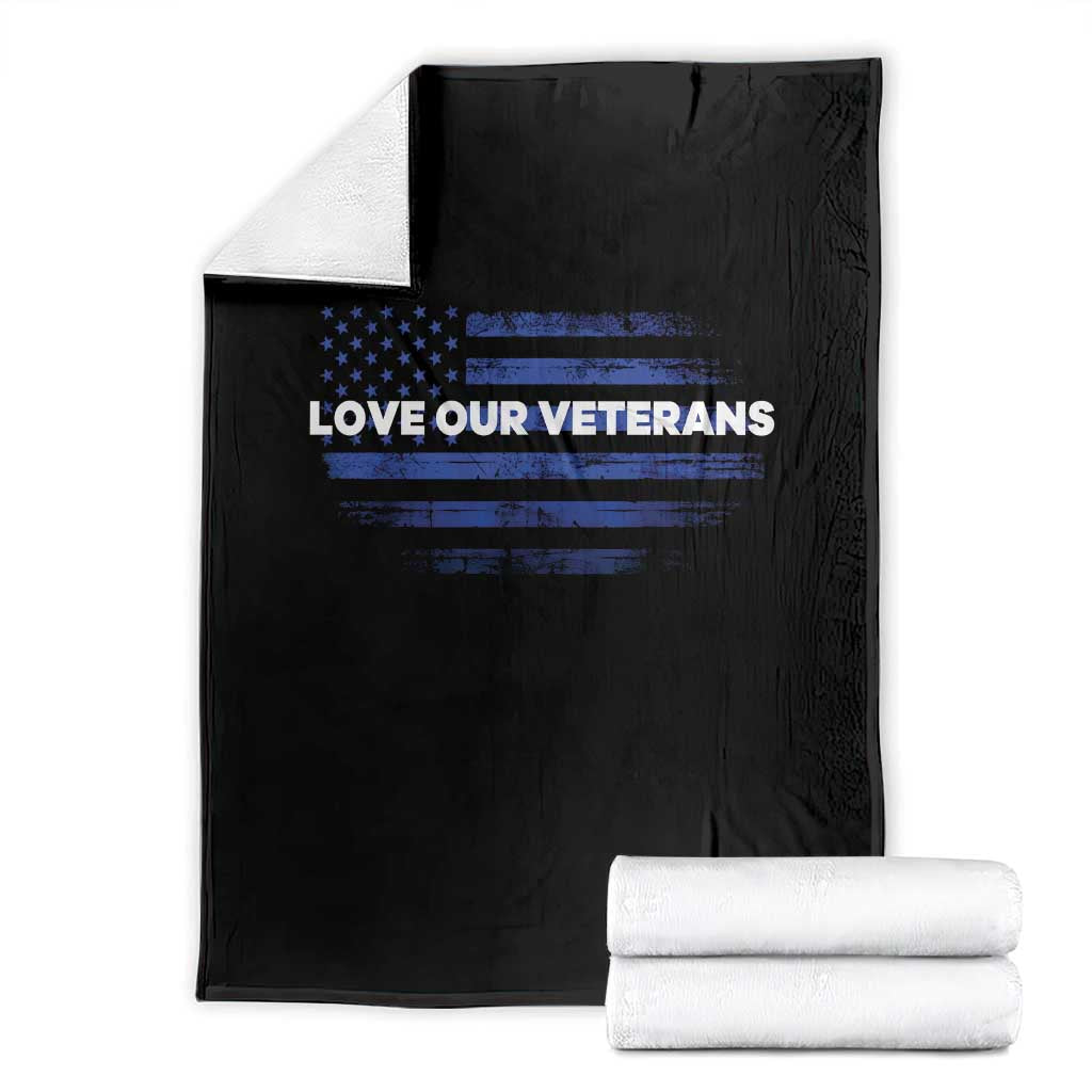Love Our Veterans Throw Blanket Veterans Day Grunge American Flag - Wonder Print Shop