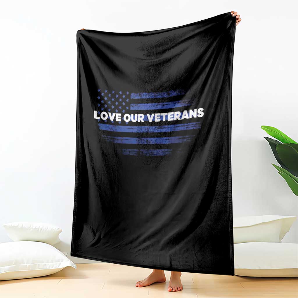 Love Our Veterans Throw Blanket Veterans Day Grunge American Flag - Wonder Print Shop