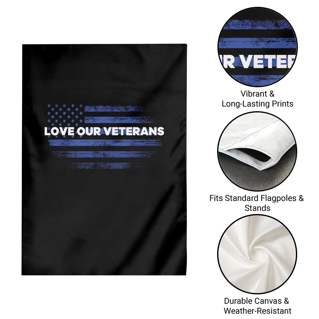 Love Our Veterans Garden Flag Veterans Day Grunge American Flag - Wonder Print Shop