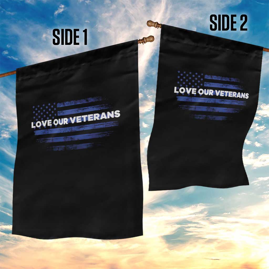 Love Our Veterans Garden Flag Veterans Day Grunge American Flag - Wonder Print Shop