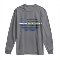 Love Our Veterans Long Sleeve Shirt Veterans Day Grunge American Flag - Wonder Print Shop