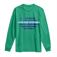 Love Our Veterans Long Sleeve Shirt Veterans Day Grunge American Flag - Wonder Print Shop