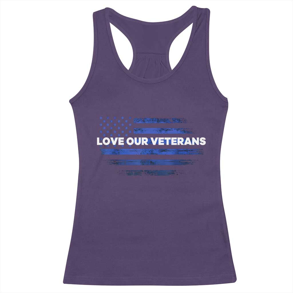 Love Our Veterans Racerback Tank Top Veterans Day Grunge American Flag - Wonder Print Shop