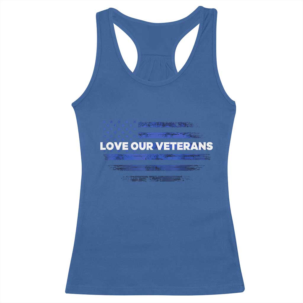 Love Our Veterans Racerback Tank Top Veterans Day Grunge American Flag - Wonder Print Shop