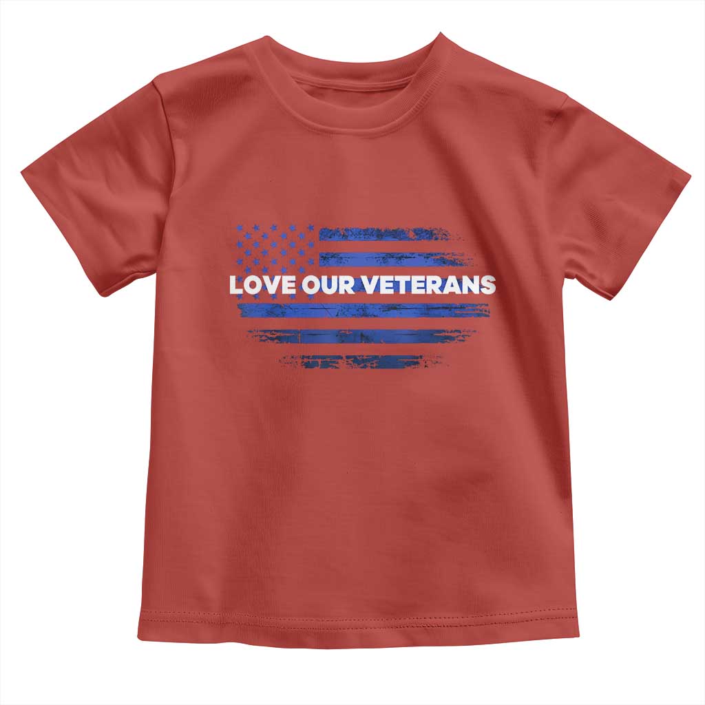 Love Our Veterans Toddler T Shirt Veterans Day Grunge American Flag - Wonder Print Shop